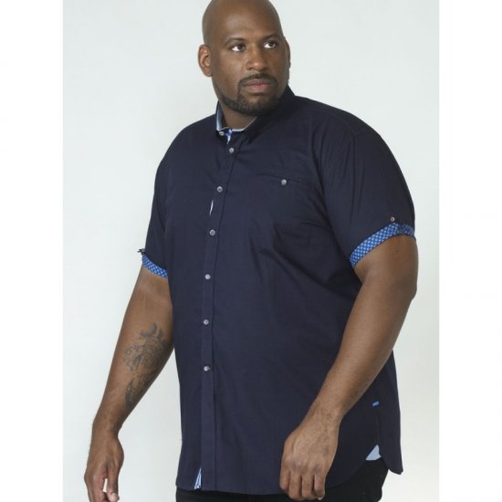 D555 Tim Short Sleeve Shirt Navy - Overhemden - Overhemden Grote Maten Heren