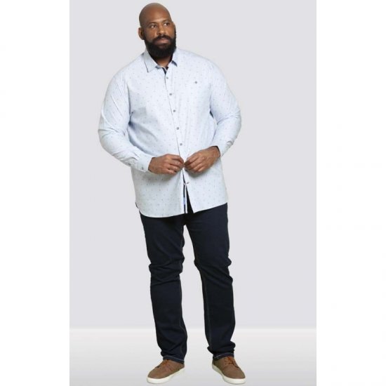D555 Addington Printed Oxford Shirt Blue - Overhemden - Overhemden Grote Maten Heren