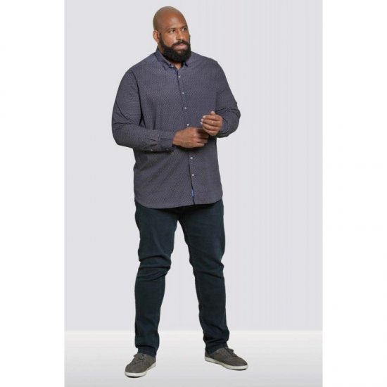 D555 Babworth Long Sleeve Shirt Navy - Overhemden - Overhemden Grote Maten Heren