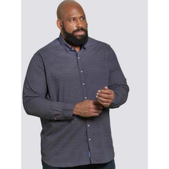 D555 Babworth Long Sleeve Shirt Navy - Overhemden - Overhemden Grote Maten Heren