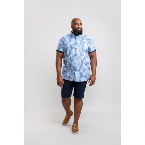 D555 Santana Hawaii Shirt Sky Blue - Overhemden - Overhemden Grote Maten Heren