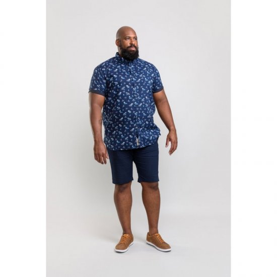 D555 Davian Hawaii Shirt Navy - Overhemden - Overhemden Grote Maten Heren