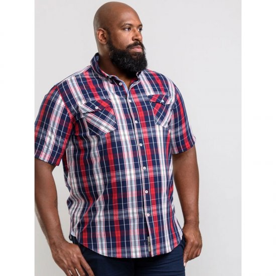 D555 Terell Shirt Navy/Red - Overhemden - Overhemden Grote Maten Heren