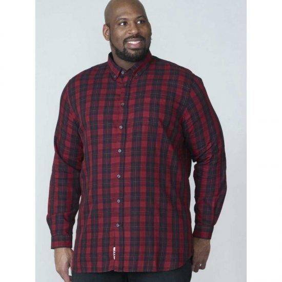 D555 Theo Long Sleeve Check Shirt - Overhemden - Overhemden Grote Maten Heren