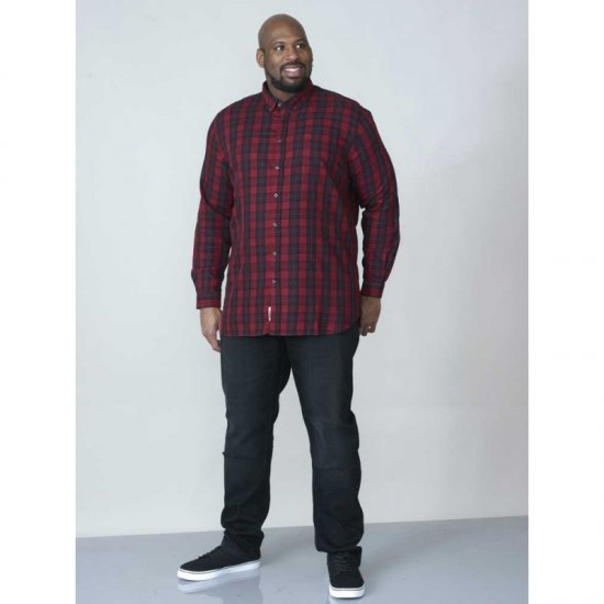 D555 Theo Long Sleeve Check Shirt - Overhemden - Overhemden Grote Maten Heren