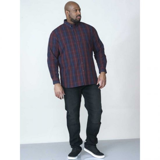 D555 Grady Long Sleeve Check Shirt - Overhemden - Overhemden Grote Maten Heren