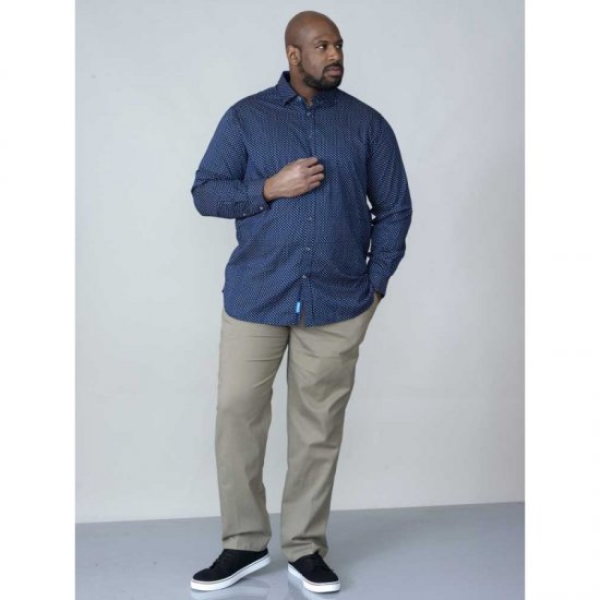 D555 Lavar Long Sleeve Diamond Printed Shirt - Overhemden - Overhemden Grote Maten Heren