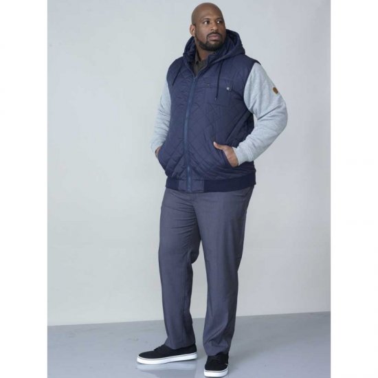 D555 Willie Hooded Quilted Jacket with Fleece sleeves - Jassen - Grote Maten Herenjassen