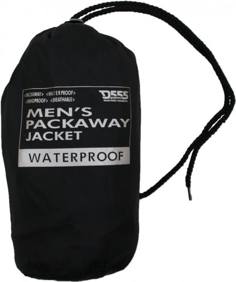 D555 Zac "Packaway" Rain Jacket Black - Sportkleding & outdoor - Grote Maten Sportkleding Heren