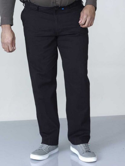 D555 Bruno Stretch Chino pants with Extenda Waist Black - Jeans & broeken - Jeans & Broeken Grote Maten Heren