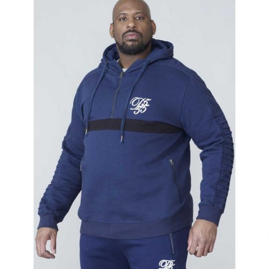D555 Sergio Half Zip Hoodie Navy - Sweaters & hoodies - Sweaters & Hoodies Grote Maten Heren