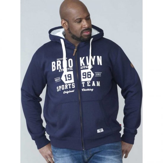 D555 Thurston Full Zip Hoodie Navy - Sweaters & hoodies - Sweaters & Hoodies Grote Maten Heren