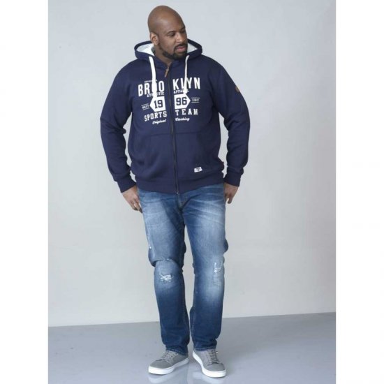 D555 Thurston Full Zip Hoodie Navy - Sweaters & hoodies - Sweaters & Hoodies Grote Maten Heren