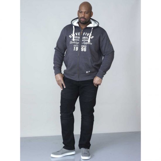 D555 Vadal Full Zip Hoodie Charcoal - Sweaters & hoodies - Sweaters & Hoodies Grote Maten Heren