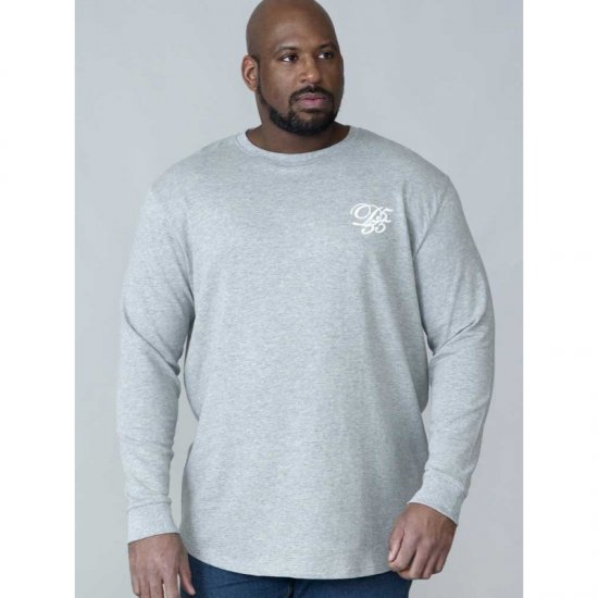 D555 Plato Long Sleeve T-shirt Grey - T-shirts - Grote Maten T-shirts Heren