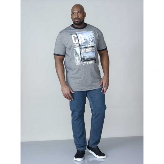 D555 Howie Fine Stripe T-shirt Grey - T-shirts - Grote Maten T-shirts Heren