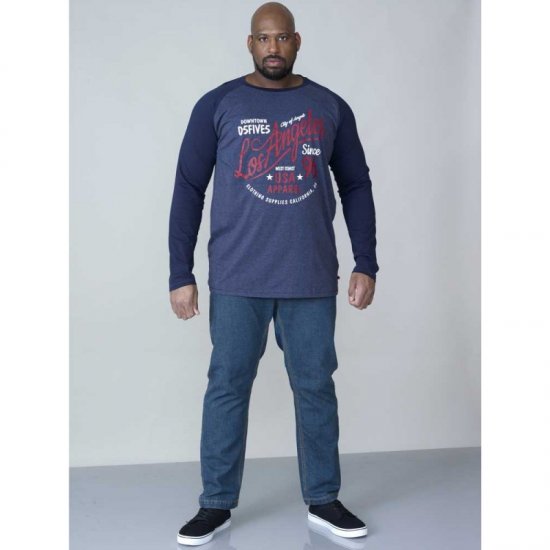 D555 Neill Long Sleeve T-shirt Navy - T-shirts - Grote Maten T-shirts Heren