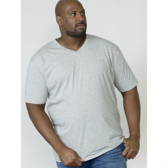 D555 Signature V-neck T-shirt Grey - T-shirts - Grote Maten T-shirts Heren