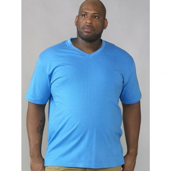 D555 Signature V-neck T-shirt Blue - T-shirts - Grote Maten T-shirts Heren