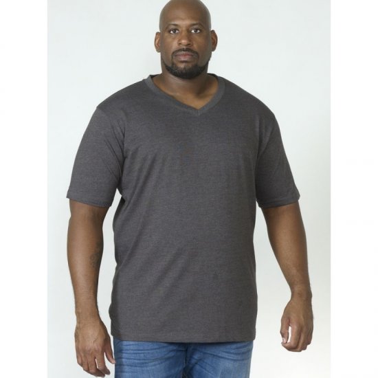 D555 Signature V-neck T-shirt Charcoal - T-shirts - Grote Maten T-shirts Heren