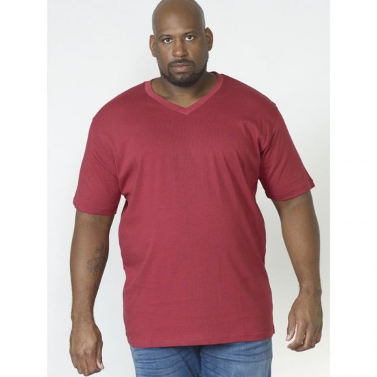 D555 Signature V-neck T-shirt Red - T-shirts - Grote Maten T-shirts Heren
