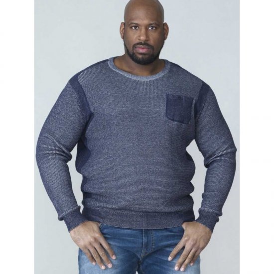 D555 Bryson Crewneck Sweater with Pocket Navy - Sweaters & hoodies - Sweaters & Hoodies Grote Maten Heren