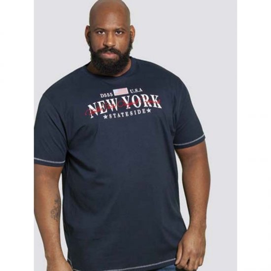 D555 Thornton Embroidery T-shirt Navy - T-shirts - Grote Maten T-shirts Heren