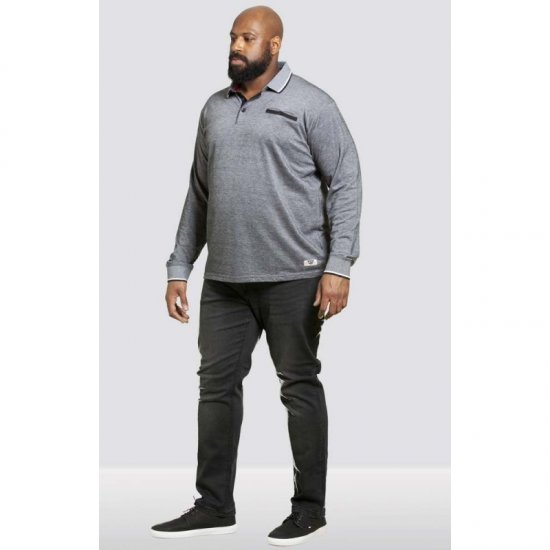 D555 Brockville Long Sleeve Polo Grey - Polo shirts - Grote Maten Poloshirts Heren