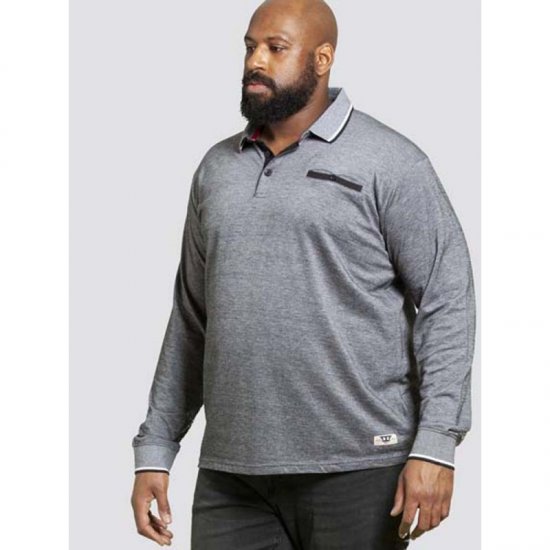 D555 Brockville Long Sleeve Polo Grey - Polo shirts - Grote Maten Poloshirts Heren
