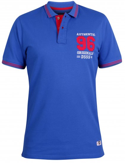 D555 Bartley Pique Polo Shirt Blue - Polo shirts - Grote Maten Poloshirts Heren