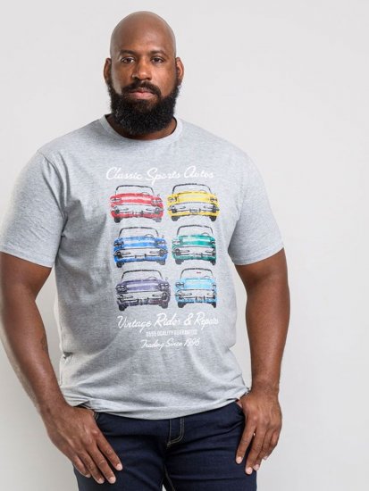 D555 Jenson T-shirt Grey - T-shirts - Grote Maten T-shirts Heren