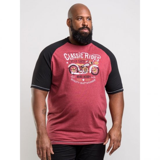 D555 Evans T-shirt Burgundy - T-shirts - Grote Maten T-shirts Heren