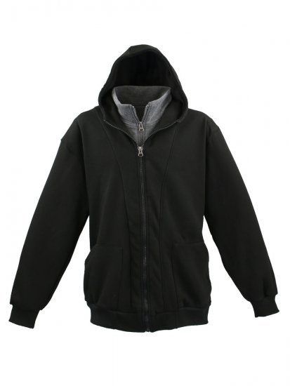 Lavecchia 109 Two-in-one Zipper Hoodie Black/Charcoal - Sweaters & hoodies - Sweaters & Hoodies Grote Maten Heren