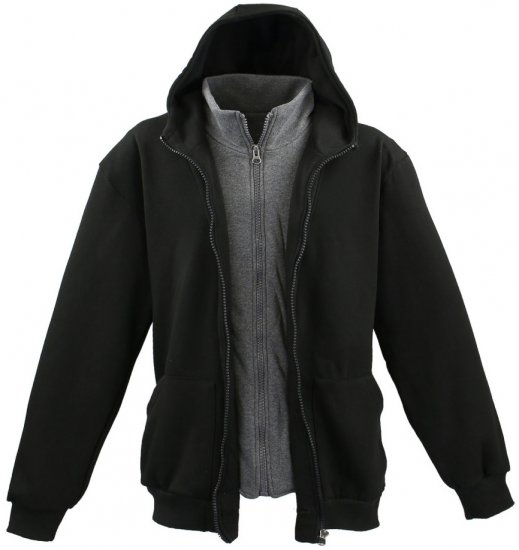 Lavecchia 109 Two-in-one Zipper Hoodie Black/Charcoal - Sweaters & hoodies - Sweaters & Hoodies Grote Maten Heren