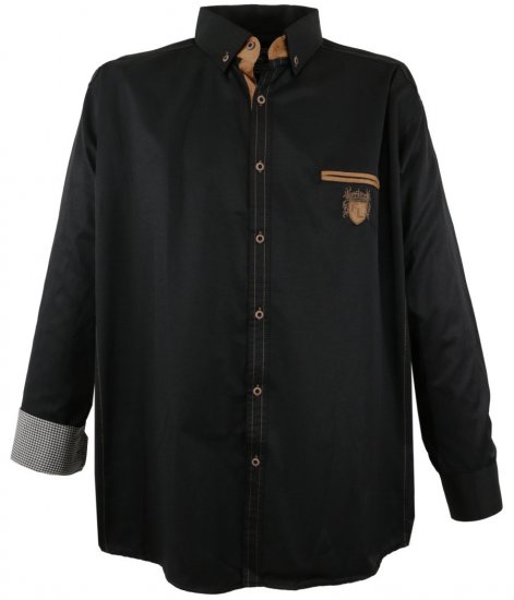 Lavecchia 1980 Long sleeve Shirt Dark Black - Overhemden - Overhemden Grote Maten Heren