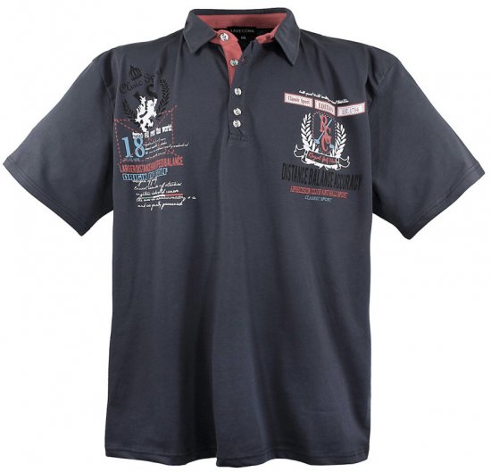 Lavecchia 2038 Printed Jersey Poloshirt Charcoal - Polo shirts - Grote Maten Poloshirts Heren