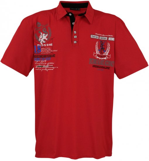 Lavecchia 2038 Printed Jersey Poloshirt Red - Polo shirts - Grote Maten Poloshirts Heren