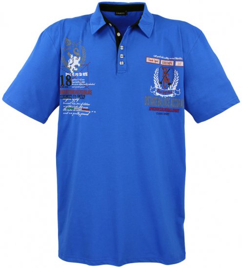 Lavecchia 2038 Printed Jersey Poloshirt Royal Blue - Polo shirts - Grote Maten Poloshirts Heren