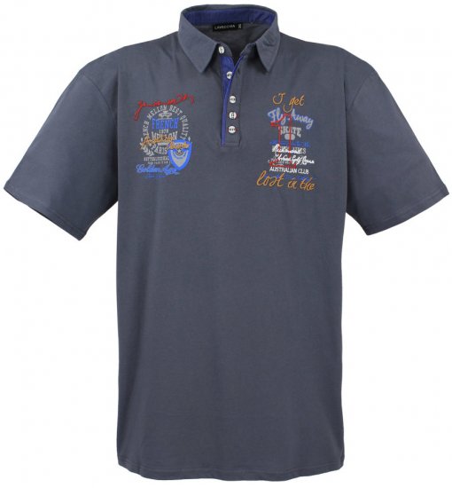 Lavecchia 3101 Printed Jersey Poloshirt Charcoal - Polo shirts - Grote Maten Poloshirts Heren