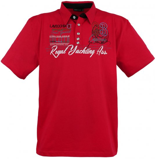 Lavecchia 4688 Printed Jersey Poloshirt Red - Polo shirts - Grote Maten Poloshirts Heren