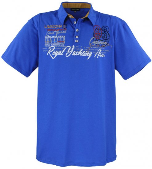 Lavecchia 4688 Printed Jersey Poloshirt Royal Blue - Polo shirts - Grote Maten Poloshirts Heren