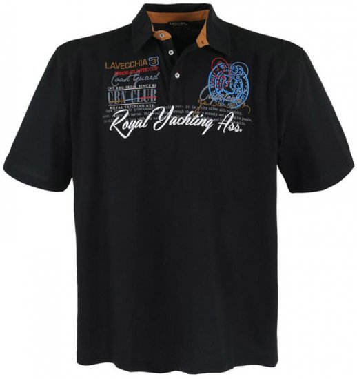 Lavecchia 4688 Printed Jersey Poloshirt Black - Polo shirts - Grote Maten Poloshirts Heren