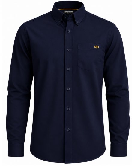 Motley Denim Lisbon Long Sleeve Shirt Navy - Overhemden - Overhemden Grote Maten Heren