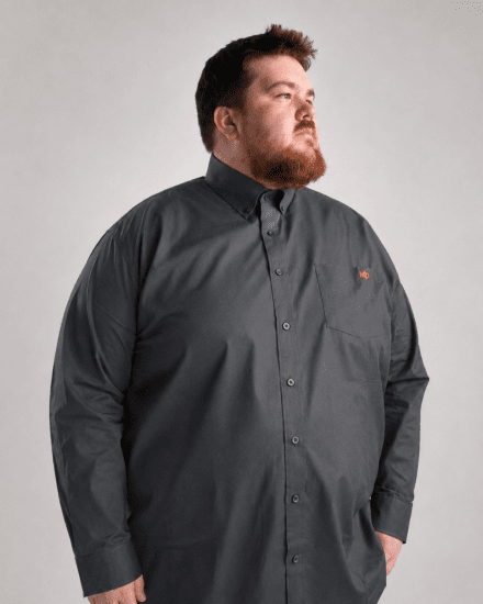 Motley Denim Lisbon Long Sleeve Shirt Charcoal - Overhemden - Overhemden Grote Maten Heren
