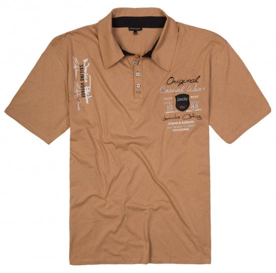 Lavecchia 610 T-shirt met kraag Kamelbeige - Polo shirts - Grote Maten Poloshirts Heren