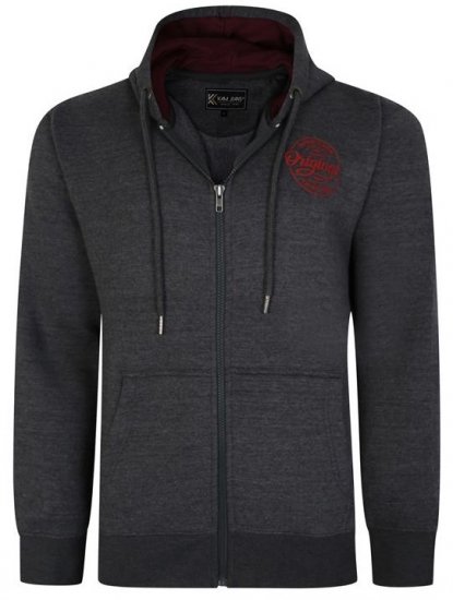 Kam Jeans 7060 Zip Thru Originals Denim Hoodie Charcoal - Sweaters & hoodies - Sweaters & Hoodies Grote Maten Heren