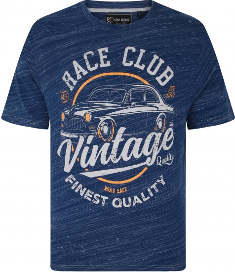 Kam Jeans 5740 Race Club Injected Marl Tee Indigo - T-shirts - Grote Maten T-shirts Heren