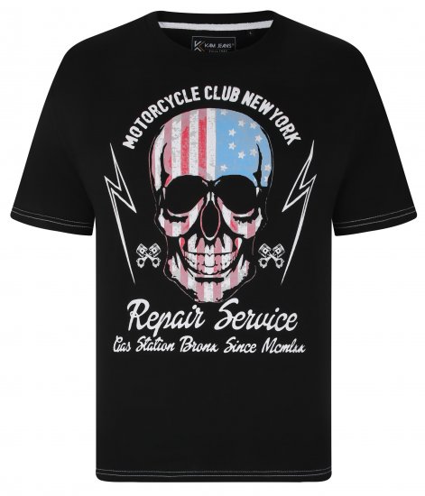Kam Jeans 5733 USA Skull Print T-Shirt Black - T-shirts - Grote Maten T-shirts Heren