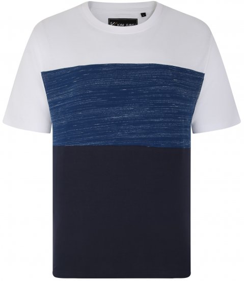 Kam Jeans 5739 Contrast Panel Cut & Saw T-Shirt Navy - T-shirts - Grote Maten T-shirts Heren