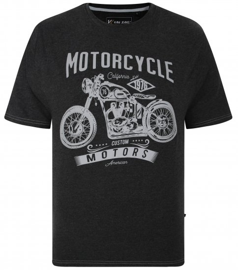 Kam Jeans 5730 Motor Cycle Print T-Shirt Charcoal - T-shirts - Grote Maten T-shirts Heren